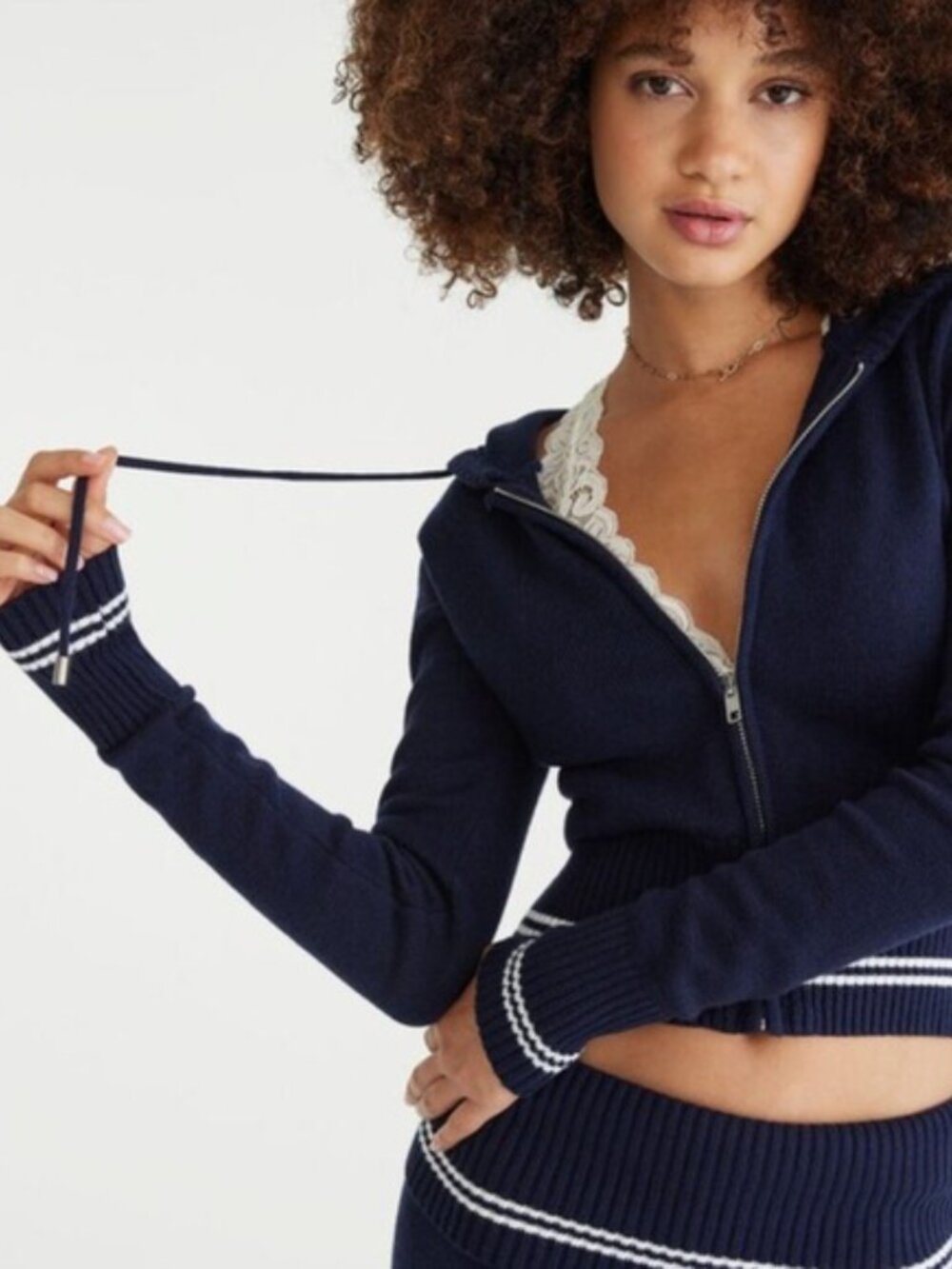 Aéropostale NWT Tipped Cropped Full-Zip Hooded Sweater Size XS